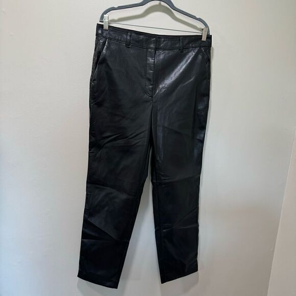 Aritzia Babaton Black Vegan Leather Pants sz 14 - Picture 2 of 6